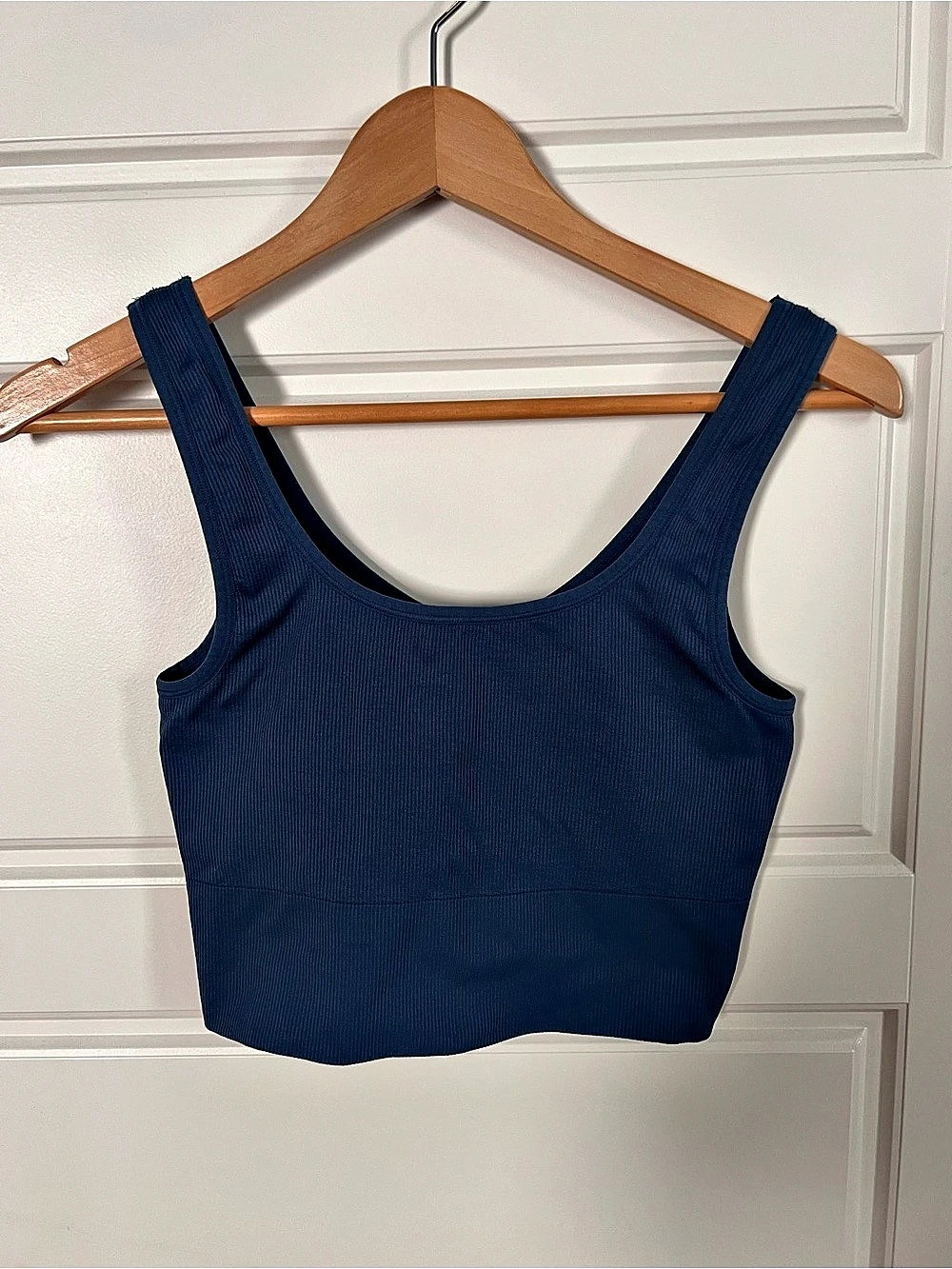Athleta Aurora Seamless Crop Rib Tank Top Blue Medium